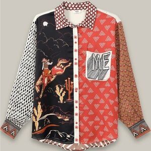 Colorful Western Print Women's Blouse